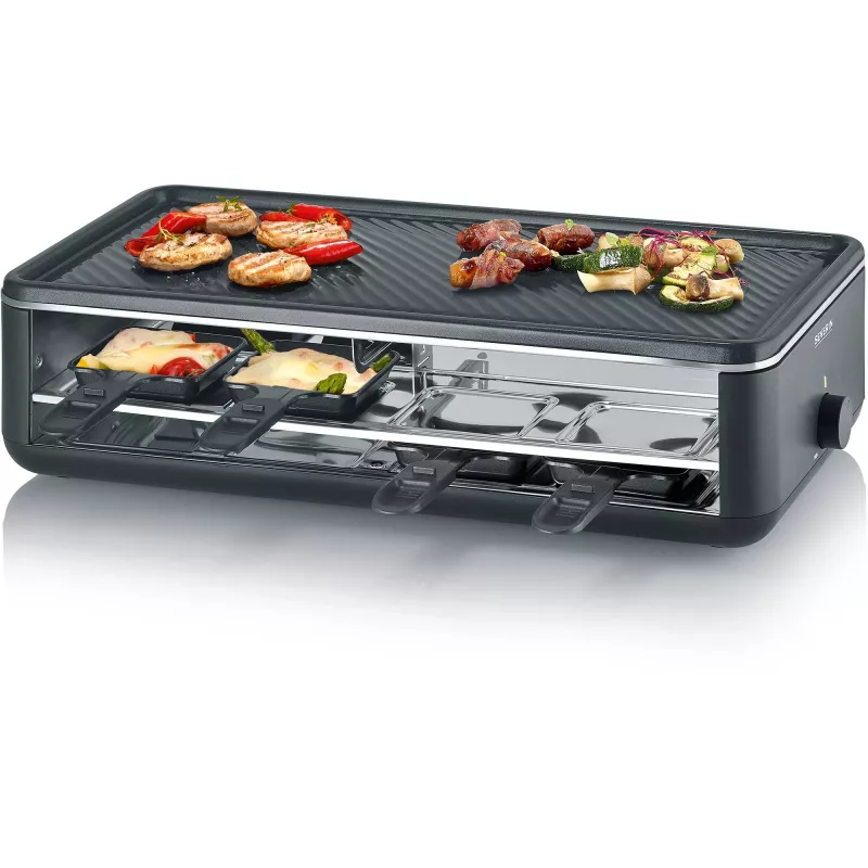 Severin RG 2365 raclette-grilli 8 henkilölle 1300 W musta