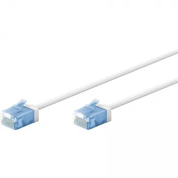 Goobay Ultra-Flexibles CAT 6A -verkkokaapeli ohut U/UTP valkoinen - erittäin lyhyt liitin (74286)