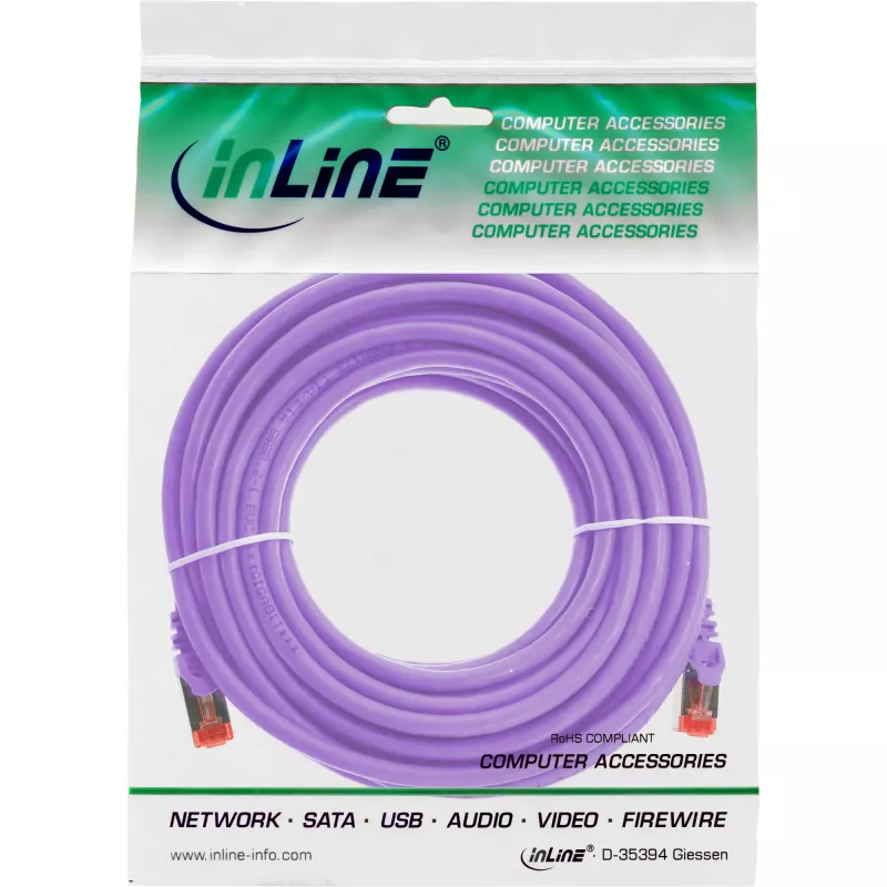 InLine patch-kaapeli S/FTP PiMF Cat.6 250MHz PVC kupari violetti 15m