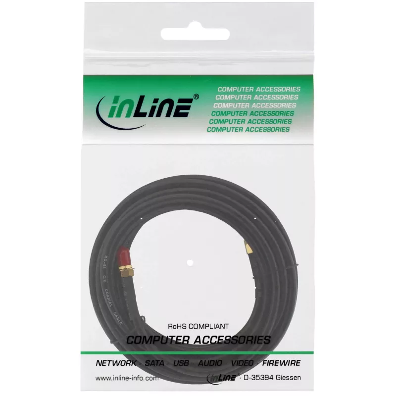Verkkokaapeli InLine WIFI-kaapeli R-SMA-pistoke R-SMA-liitin 10 m