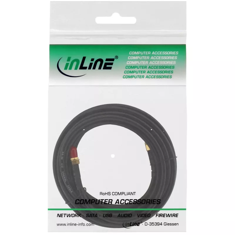 Verkkokaapeli InLine WIFI-kaapeli R-SMA-pistoke R-SMA-liitin 10 m