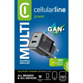 Cellularline USB-laturi Multipower Micro 30W GaN 2 porttia PD – laturi
