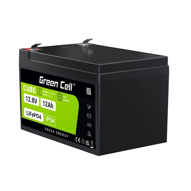 USV-akku Green Cell LFPGC12V12AH LiFePO4 12,8V 12Ah (153,6Wh) musta