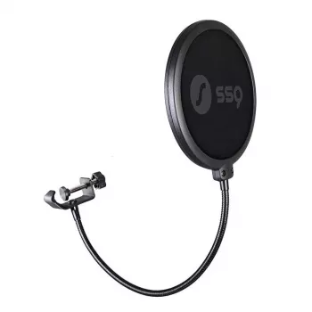Popsuoja SSQ Double Pop Filter SSQ POP1 SS-1923 studiomikrofoneille, kaksikerroksinen metalliverkko, säädettävä taivutettava varsi