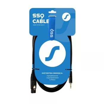 XLR (3-pin) naaras - 3,5 mm TRS stereo-plugikaapeli SSQ XLRMi0.5 0,5 m, symmetrinen, 85Ω ±5Ω, 2×0,23 mm², musta