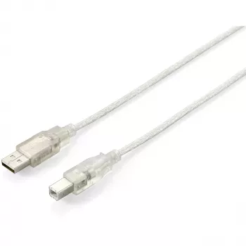 Equip - USB-kaapeli - USB (uros) - USB Type-B (uros) - USB2.0 - 5,0m - läpinäkyvä hopea (128652)