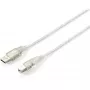 Equip - USB-kaapeli - USB (uros) - USB Type-B (uros) - USB2.0 - 5,0m - läpinäkyvä hopea (128652)