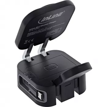 Langaton sisäkäyttöinen laturi InLine 33392T kuulokkeille, headseteille, älypuhelimille ja älykelloille – USB-virtalähde 9/12 V, musta