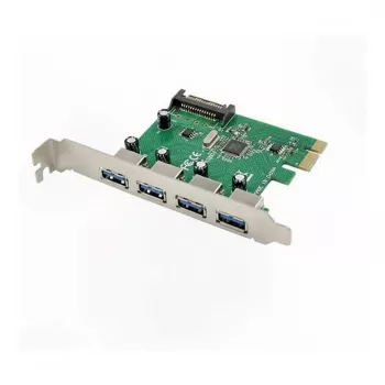 PCIe USB 3.0 -kortti Inateck KTU3FR-4P — 4 USB 3.0 -liitäntää, 15-pin SATA-virtaliitäntä