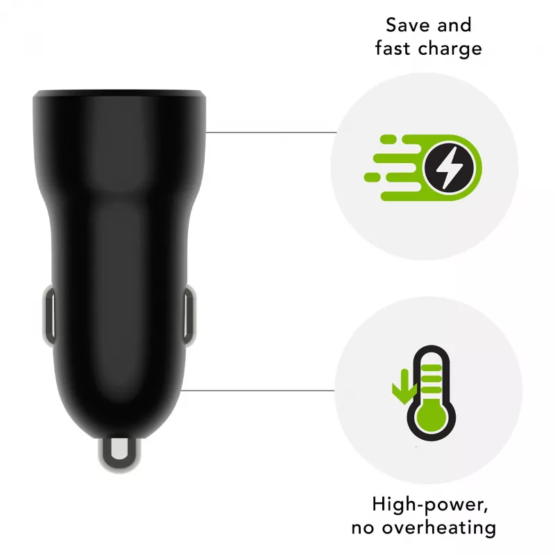 Autolaturi d bramante re-charge — USB-C 30W + USB-A 18W, 12–24V, musta