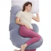 Momcozy PP007 F-muotoinen raskaustyyny, sametinharmaa
