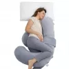 Momcozy PP007 F-muotoinen raskaustyyny, sametinharmaa