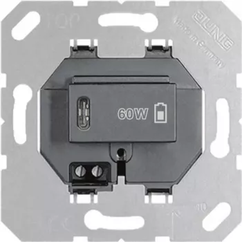 JUNG JG USB PD60 C SW USB-laturi PD 1xType-C musta (USBPD60CSW)
