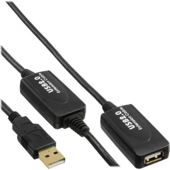 InLine 5771000120 USB-jatkokaapeli — 20 m, USB-A-uros USB-A-naaras, musta