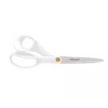 Fiskars F061200487 toimisto-/askartelusakset suoralla leikkauksella – ruostumaton teräs, valkoinen