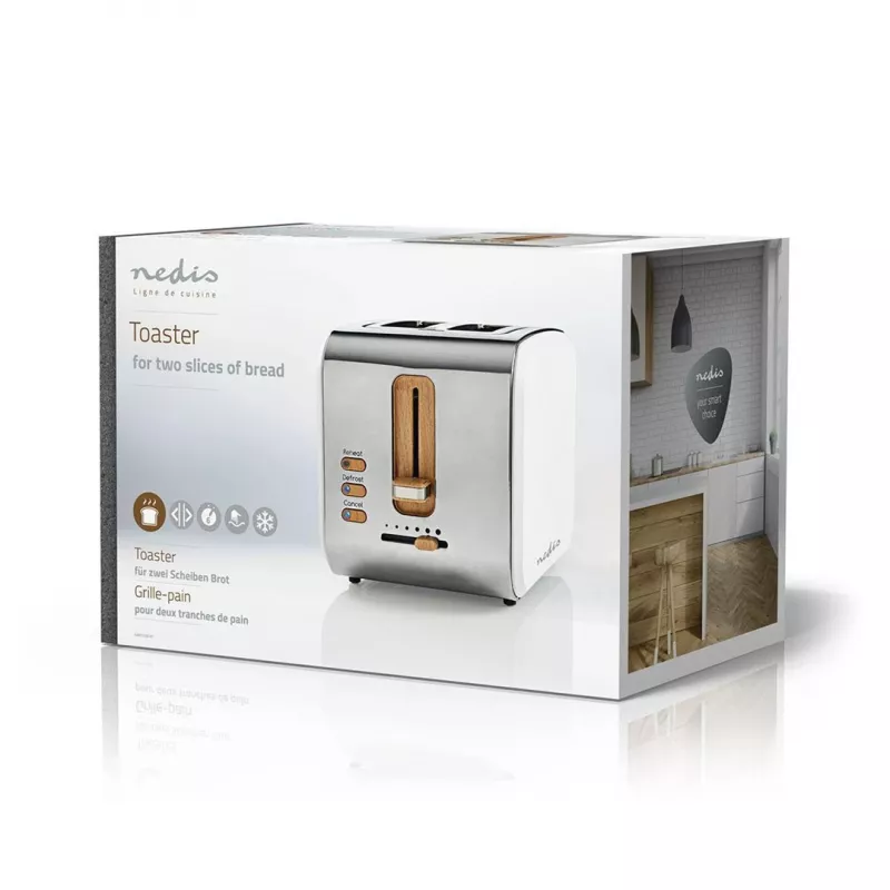 Nedis KABT510EWT leivänpaahdin, 2 leveää aukkoa, soft-touch, valkoinen