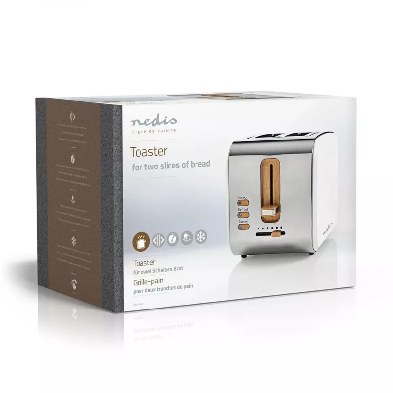 Nedis KABT510EWT leivänpaahdin, 2 leveää aukkoa, soft-touch, valkoinen