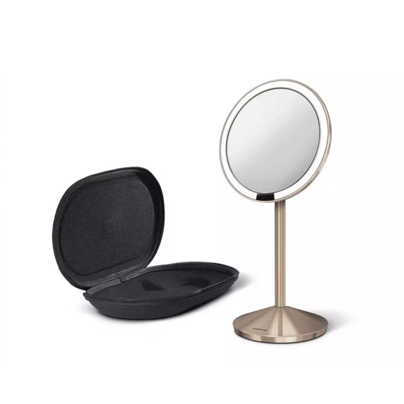 simplehuman taittopeili anturilla, 12 cm, ladattava, ruostumaton teräs ruusukulta