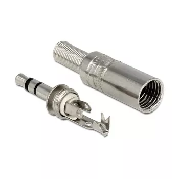 Johdinliitin DELOCK 65532, 3,5 mm metalli, hopea