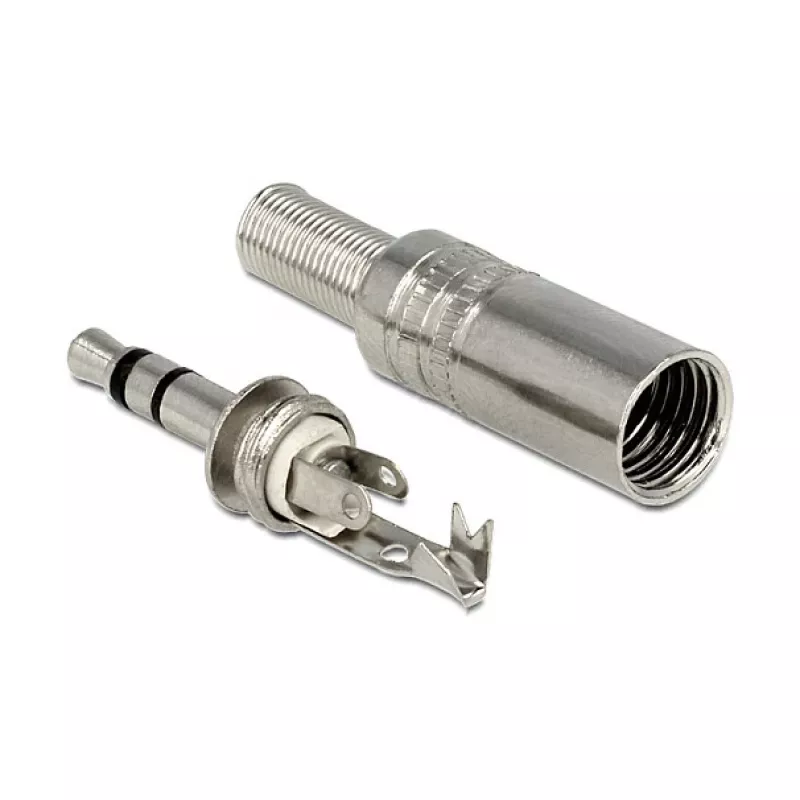 Johdinliitin DELOCK 65532, 3,5 mm metalli, hopea