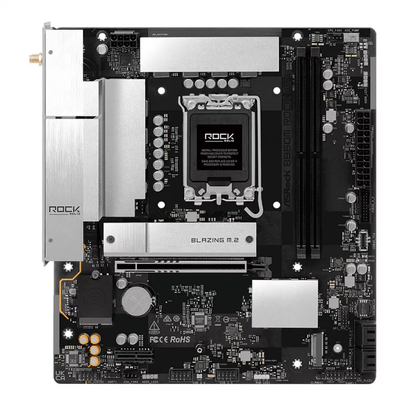 Emolevy ASRock B860M Rock WiFi (mATX, Intel LGA 1851, DDR5, HDMI, DisplayPort)