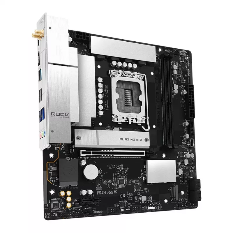 Emolevy ASRock B860M Rock WiFi (mATX, Intel LGA 1851, DDR5, HDMI, DisplayPort)