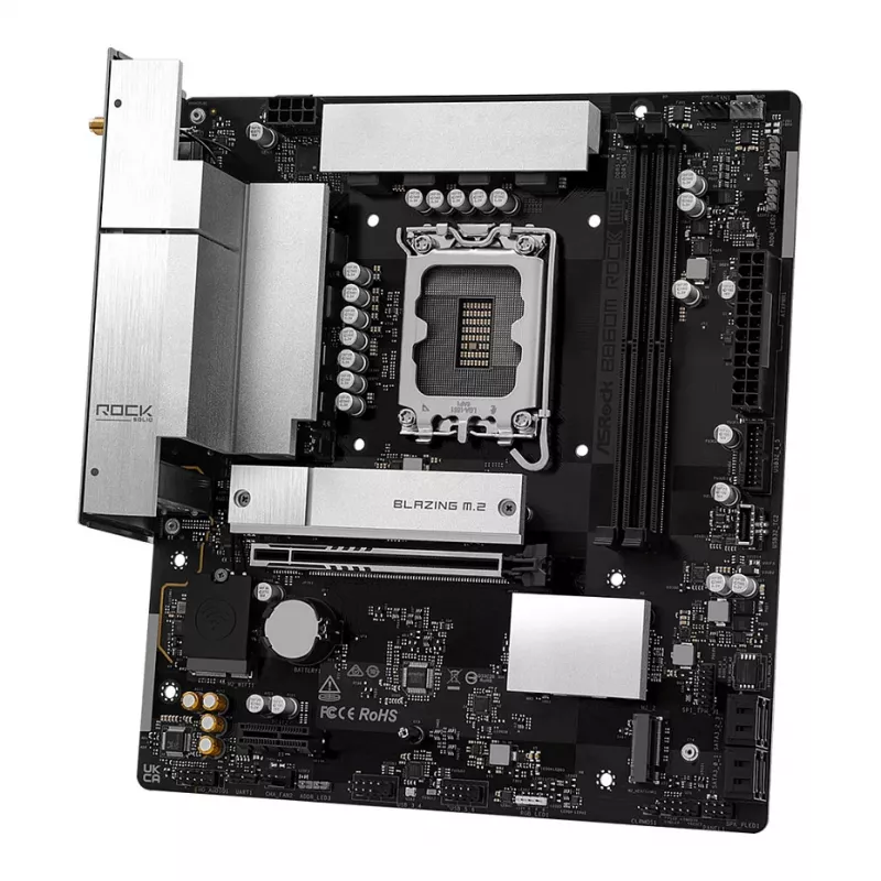 Emolevy ASRock B860M Rock WiFi (mATX, Intel LGA 1851, DDR5, HDMI, DisplayPort)