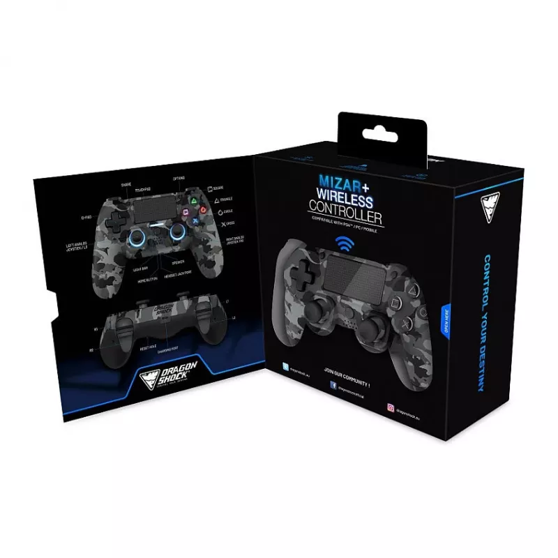 Dragonshock-ohjain Mizar+ Wireless Grey Camo PS4/PC