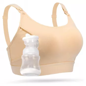 Kädetön imetysliivi Momcozy YN08 (XXL) – beige, koko XXL, yhteensopiva Momcozy-pumppujen kanssa