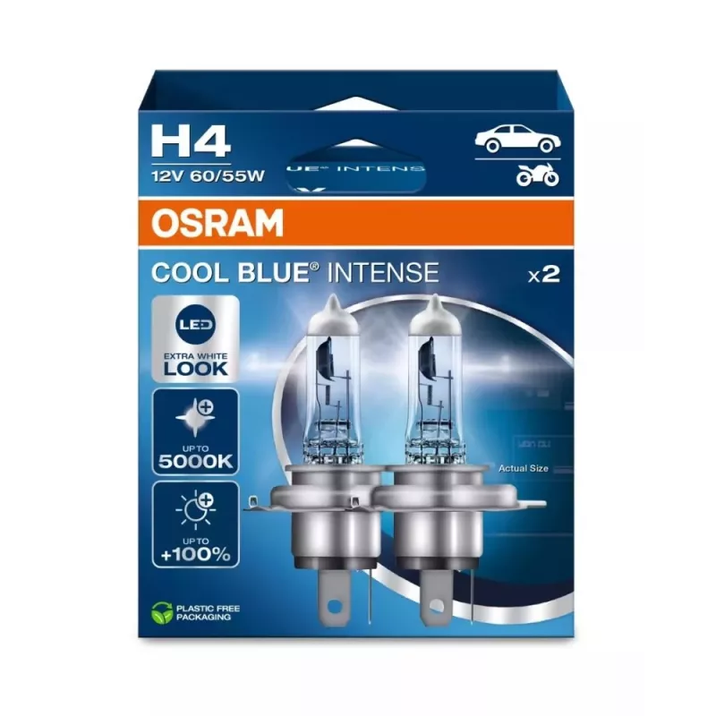 Osram H4 Cool Blue Intense Next Gen 2 kpl:n pakkaus | halogeenilamppu | 12V, 60/55W