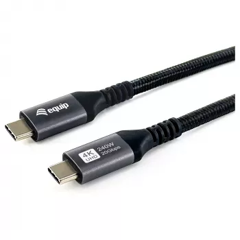 EQUIP USB4 Gen 2x2 C–C-kaapeli 3,0 m, PD 100W, 4K/60Hz, 20Gbps, musta