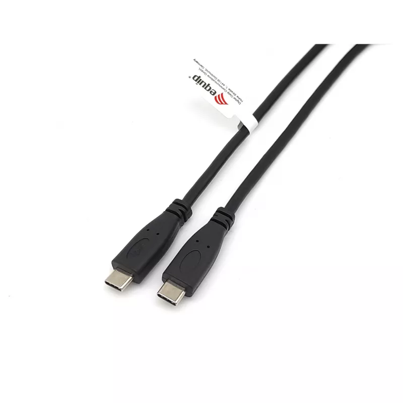 USB-C–USB-C-kaapeli 2.0 EQUIP 128833, 0,5 m, PD 60 W, 0,48 Gbit/s, nikkelöidyt koskettimet, musta