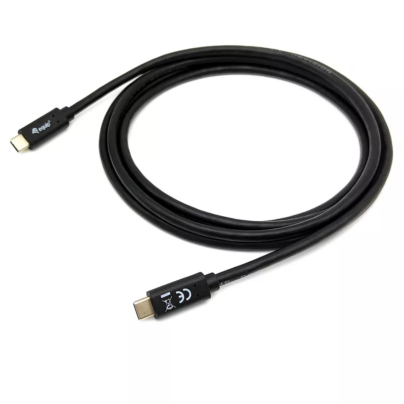 USB-C–USB-C-kaapeli EQUIP 128348, USB 3.2 Gen 1 (5 Gbit/s), PD 60 W, 0,5 m, musta