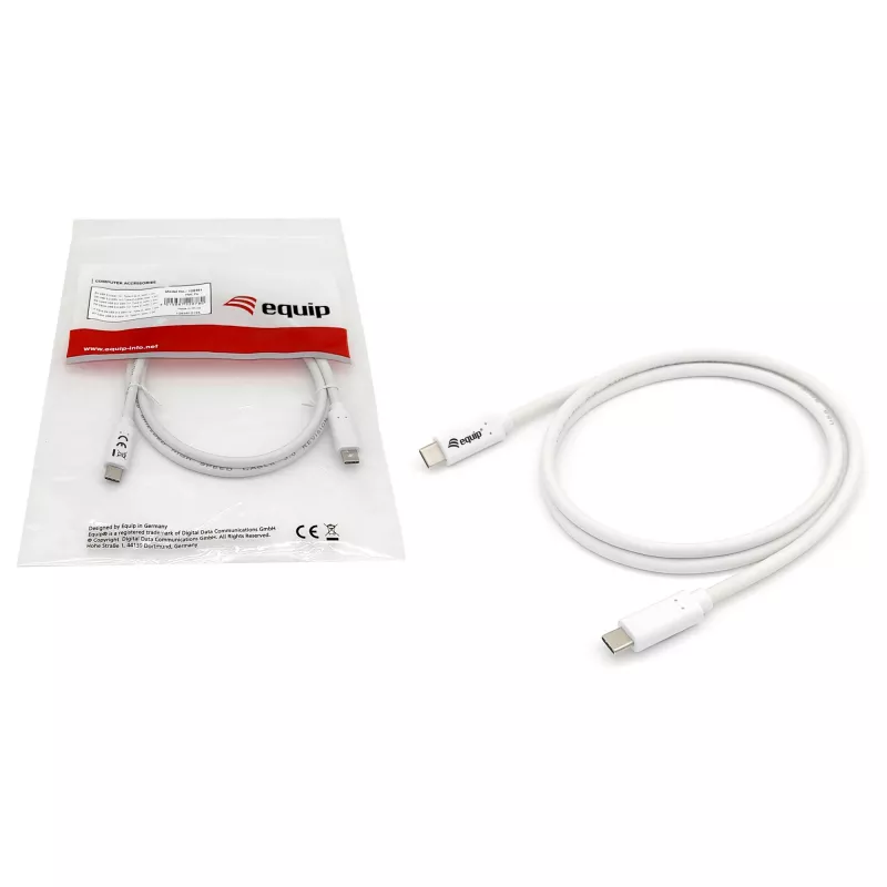 EQUIP USB 3.2 Gen 1 Type-C–Type-C-kaapeli 0,5 m PD 60 W 5 Gbit/s valkoinen