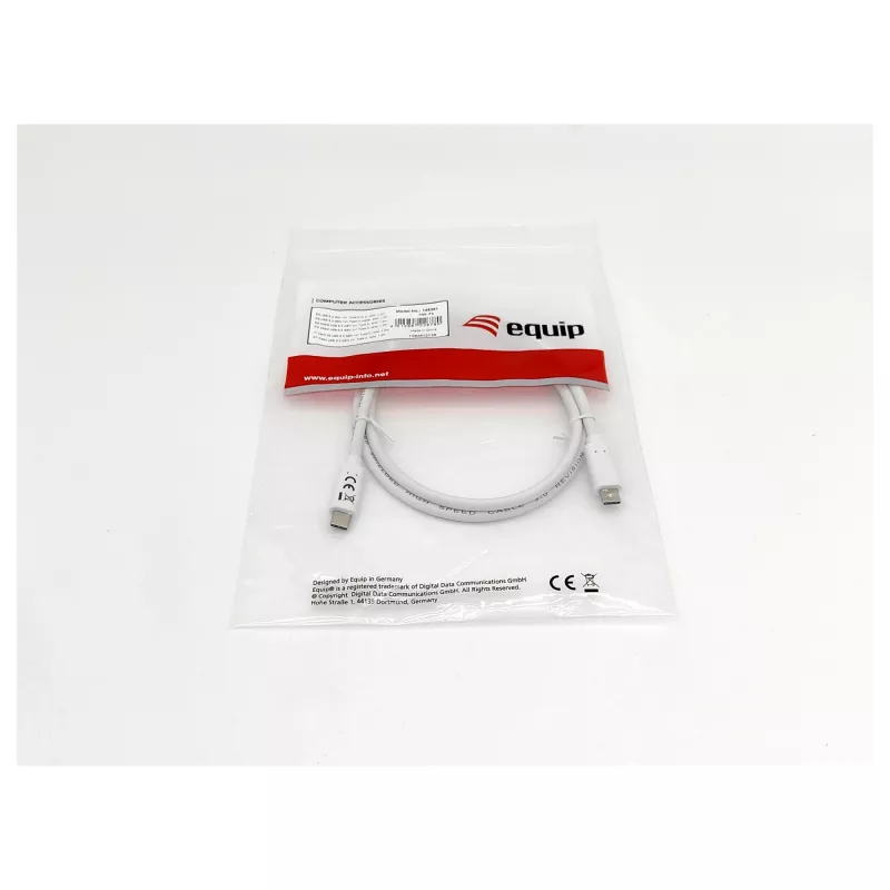 EQUIP USB 3.2 Gen 1 Type-C–Type-C-kaapeli 0,5 m PD 60 W 5 Gbit/s valkoinen