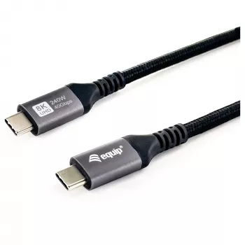 USB4 Gen3x2 C–C-kaapeli EQUIP 128380, 0,5 m, PD 3.1 240W, 40 Gbps, 8K/60Hz, musta