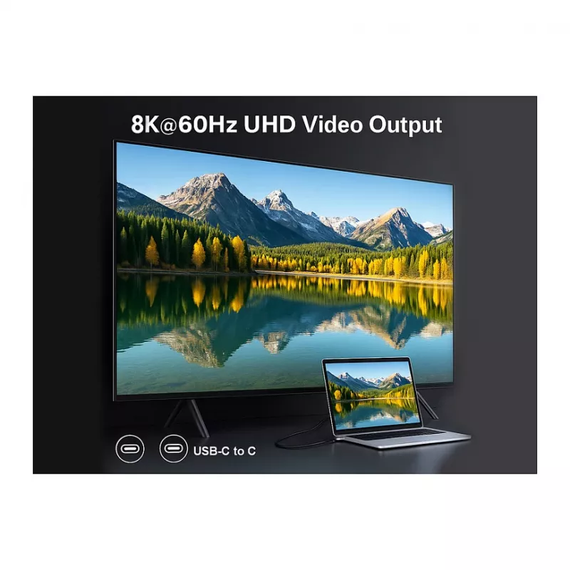 USB4 Gen3x2 C–C-kaapeli EQUIP 128380, 0,5 m, PD 3.1 240W, 40 Gbps, 8K/60Hz, musta