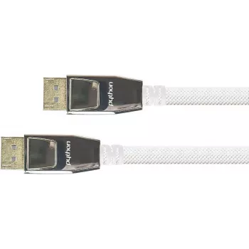 Liitäntäkaapeli DisplayPort 1.2, 4K / UHD @60Hz, täysmetalliliittimet, kullatut koskettimet, OFC, nylonpunos valkoinen, 10 m, PYTHON® Series (GC-M0200)