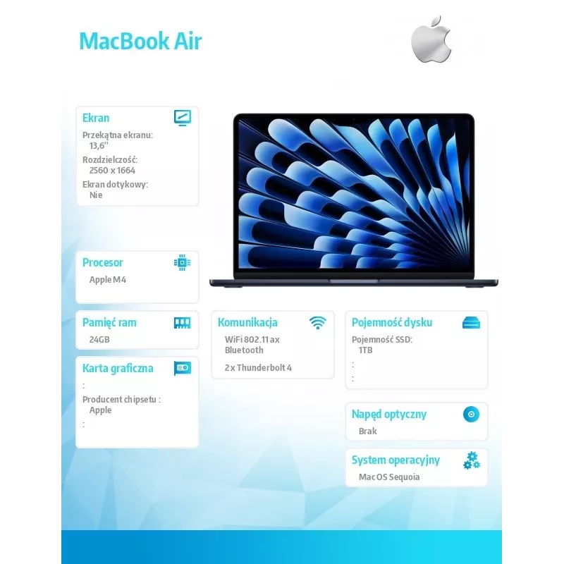 Kannettava Apple Macbook Air M4 13,6