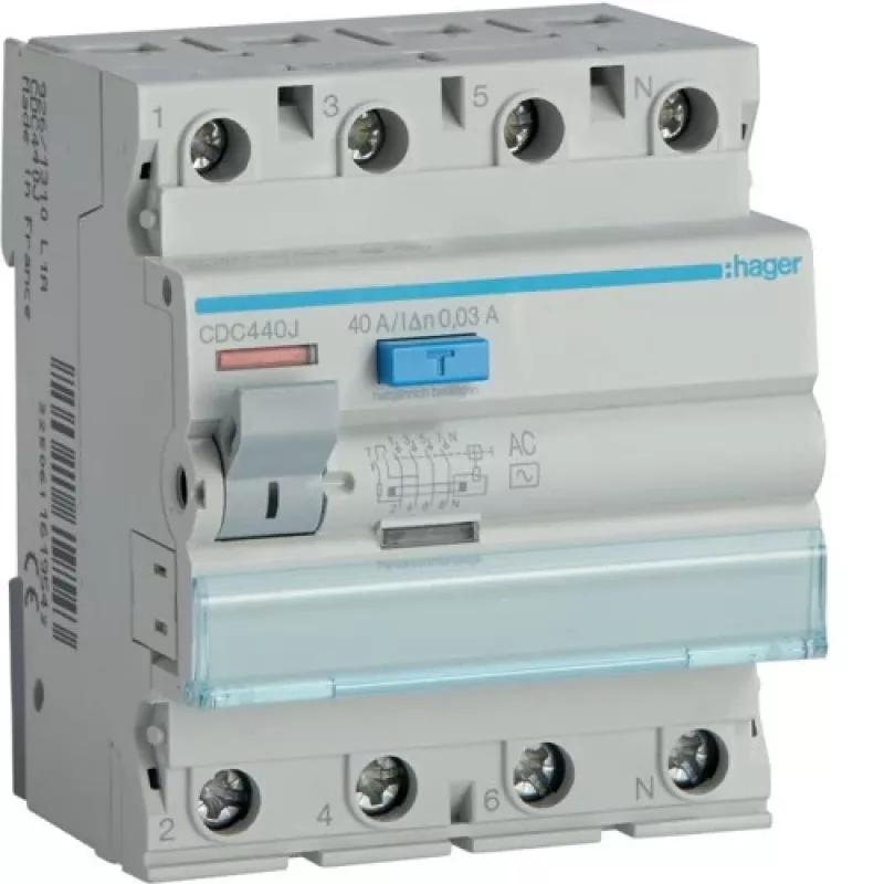 Vikavirtarele Hager CD441J 30 mA 4×40 A AC