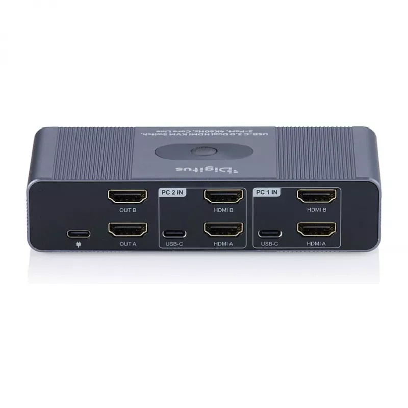 KVM-kytkin DIGITUS DS-12856 USB-C/USB-A 2-porttinen Dual HDMI 4K60Hz (USB 3.2 Gen 1)