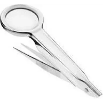 Suurennuspinsetit FIRST AID ONLY P-10011, 23 mm muovilinssi, 4,5-kertainen suurennus, hopea