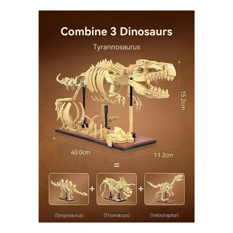 Rakennussarja Jamara CaDA dinosauruksen fossiili Stegosaurus — 297 osaa, ikä 8+, beige/ruskea