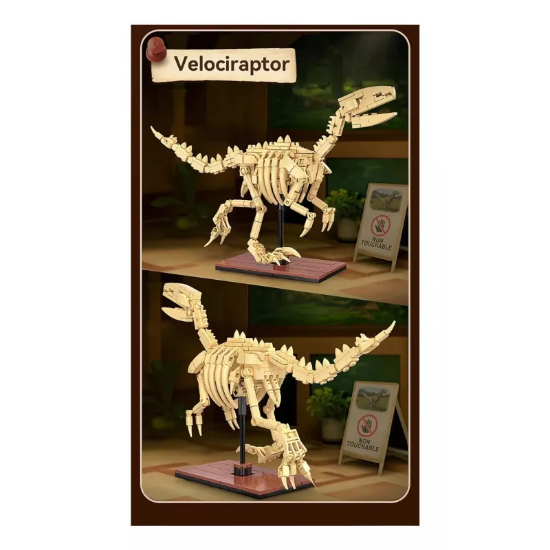 Rakennussarja Jamara CaDA dinosauruksen fossiili Velociraptor — 256 osaa, ikä 8+, beige/ruskea