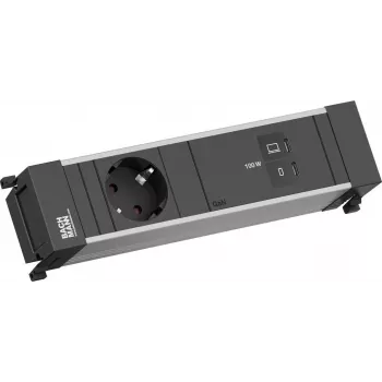 Power Frame -pistorasiamoduuli Bachmann BM0023854 1x CEE7/3-pistorasialla ja 1x USB-C–USB-C-kaapeli 100W, L=0,2m