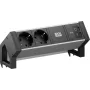 Bachmann DESK2 ALU musta pöytäliitäntälista 2x CEE7/3 1x USB-C/C 45W musta RAL9005
