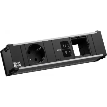 Pistorasialista Bachmann CONI 1x CEE 7/3 -pistorasialla, 1x USB-C PD 45W, 1x verkkoliitäntä, 0,2 m kaapeli