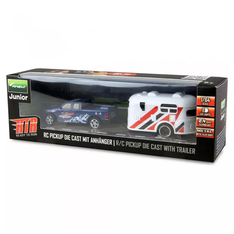 RC-kuorma-auto Amewi 22680 1:64 RTR perävaunulla, sininen