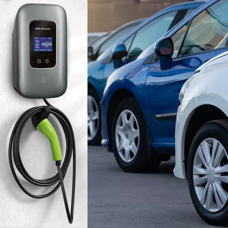 Sähköauton latausasema QOLTEC 3-vaiheinen 22 kW 32 A WLAN:lla (malli 52723)