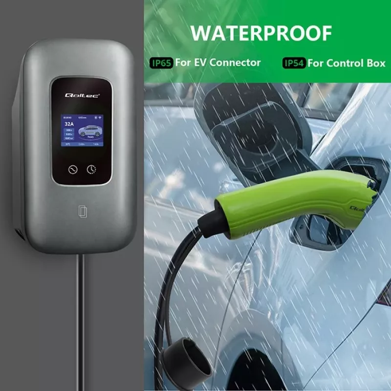 Sähköauton latausasema QOLTEC 3-vaiheinen 22 kW 32 A WLAN:lla (malli 52723)